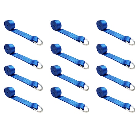 Tie 4 Safe 2" x 10' Lasso Strap w/ O Ring Auto Tie Down Wheel Lift Tow Truck Trailer, 12PK TWS21-510-W9-BU-C-12
